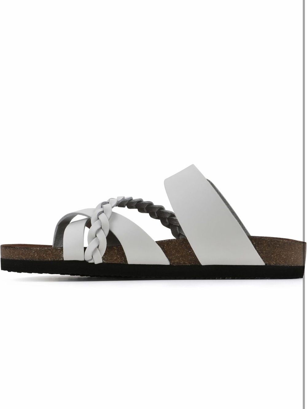White Mountain Women's White Braided Toe-Ring Slide Sandals with Buckle - Picture 6 of 8